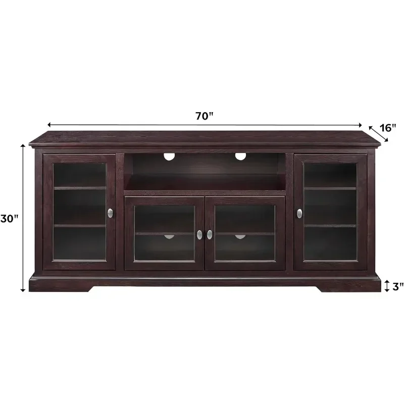Brahm Classic Glass Door Storage TV Console for TVs up to 80 Inches, 70 Inch, Espresso Brown 2