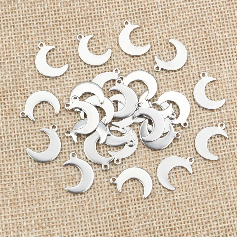 30 teil/los 16x11mm Kein Verblassen Charms 316 Edelstahl Mond Charms für halskette anhänger charms diy schmuck making-R8-51