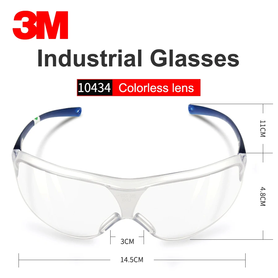3M 10434 Safety Glasses Anti-Wind Sand Fog Shock Dust Resistant