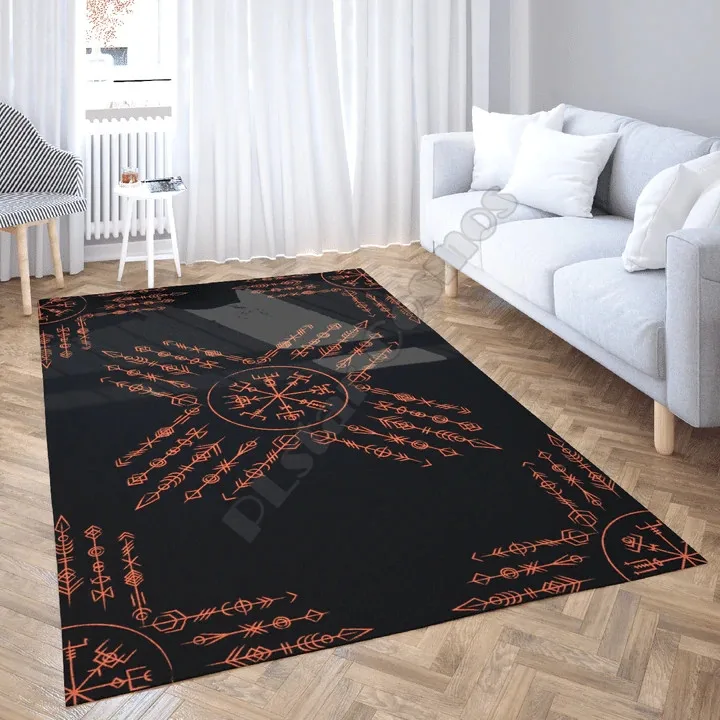 

PLstar Cosmos Viking Raven And Rune Area Rug Gift 3D All Over Printed Rug Room Mat Floor Anti-slip Large Carpet Home Decoration