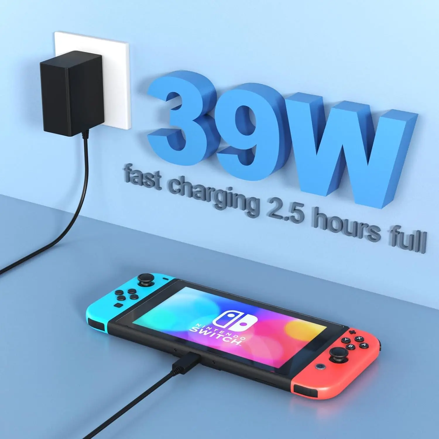 USB C Fast GaN Charger for Nintendo Switch / Lite / OLED Power Supply for Nintendo Switch Supports TV Dock 15V 2.6A