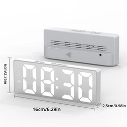 Sleek LED Mirror Digital Alarm Clock with Snooze Function (Square white)