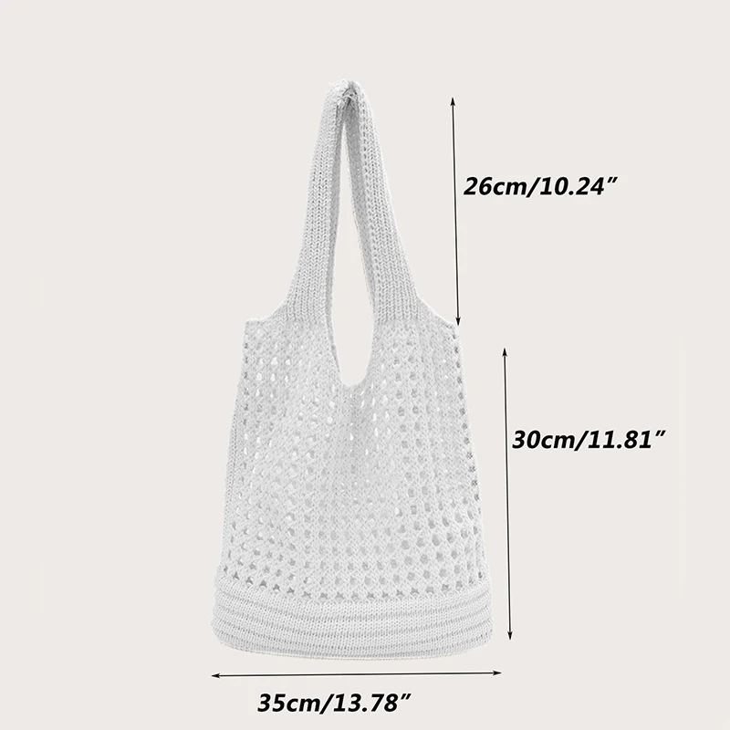 Vintage Hollow Shoulder Bag Woven Underarm Bag Knitted Handbag Women Large Capacity Shopper Totes Ladies Summer Beach Travel Bag