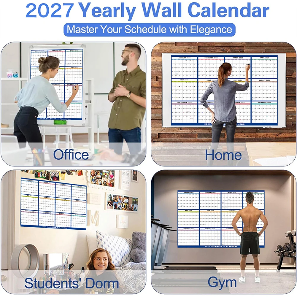 Calendario annuale 2027 extra grande 23x35 pollici, carta spessa di alta qualità, cancellabile, design robusto da appendere per camera da letto e soggiorno - immagine 2