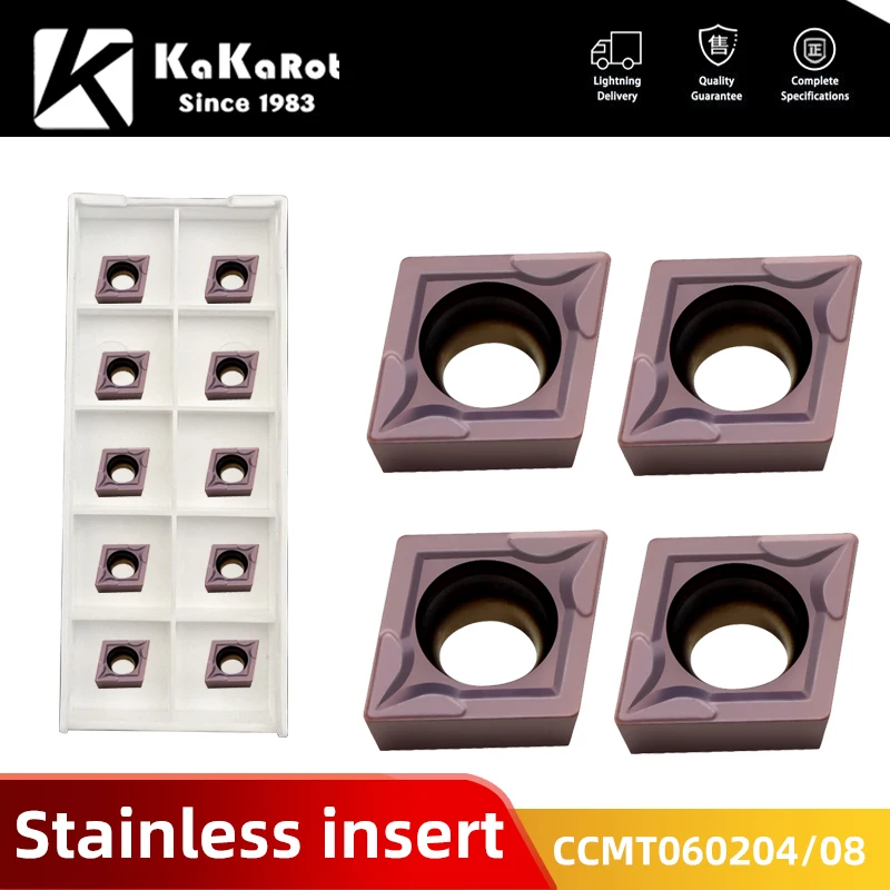 

Kakarot Carbide Insert CCMT060204 MA VP15TF CCMT 060208 Turning Tools For Stainless Steel CNC Lathe Cutter 10pcs Blade Plate