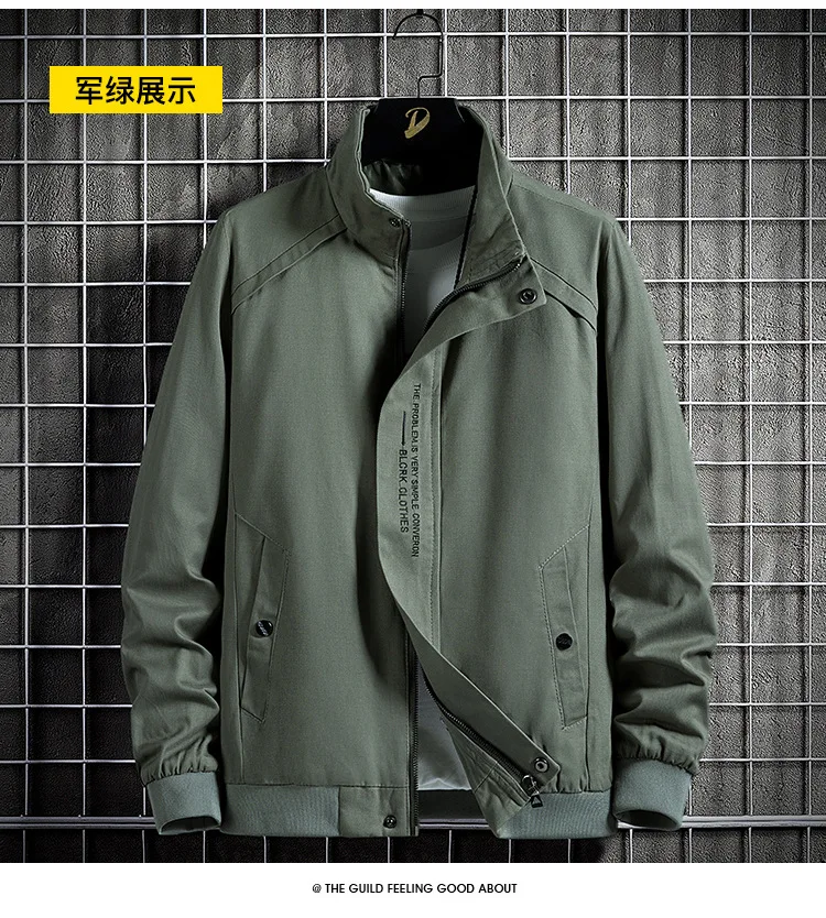 Men's Plus Size Jacket Loose Casual Loose Stand Collar High Quality Embroidered Top Men's Plus Size Washed Cotton Jacket Jacket waterproof jacket