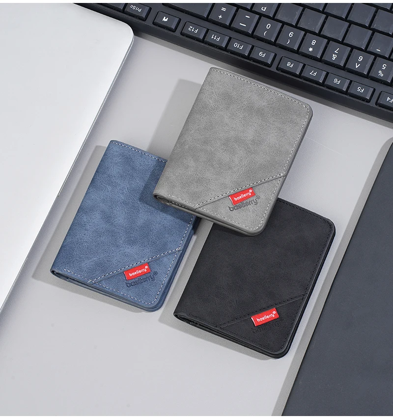 Neue Dünne Kurze Männer Brieftaschen Einfache Karte Halter Hohe Qualität PU Matt Männlichen Brieftasche Geld Clip Foto Halter Männer Geldbörsen – Detail 10