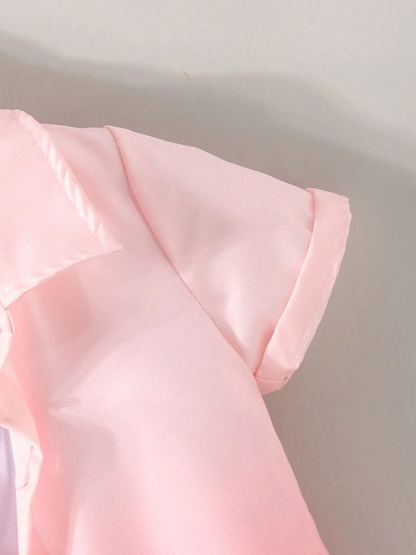 Summer Boys Casual Comfort Vacation Seaside Travel Style Short-sleeved Shirt Pink Gradient Baby Girls Fashion Cardigan