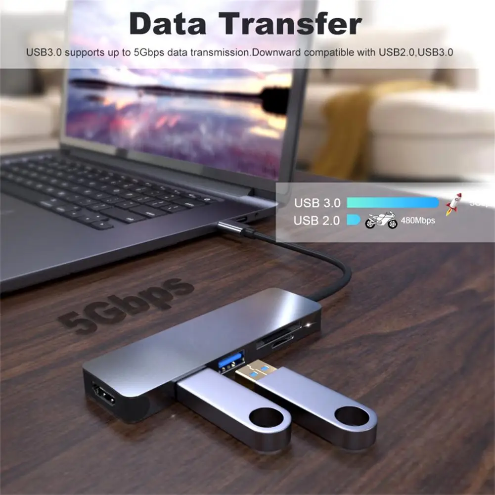 

Док-станция с высокоскоростной передачей данных Plug-Play Type-C на HDMI-совместимый USB-адаптер док-станция для офиса