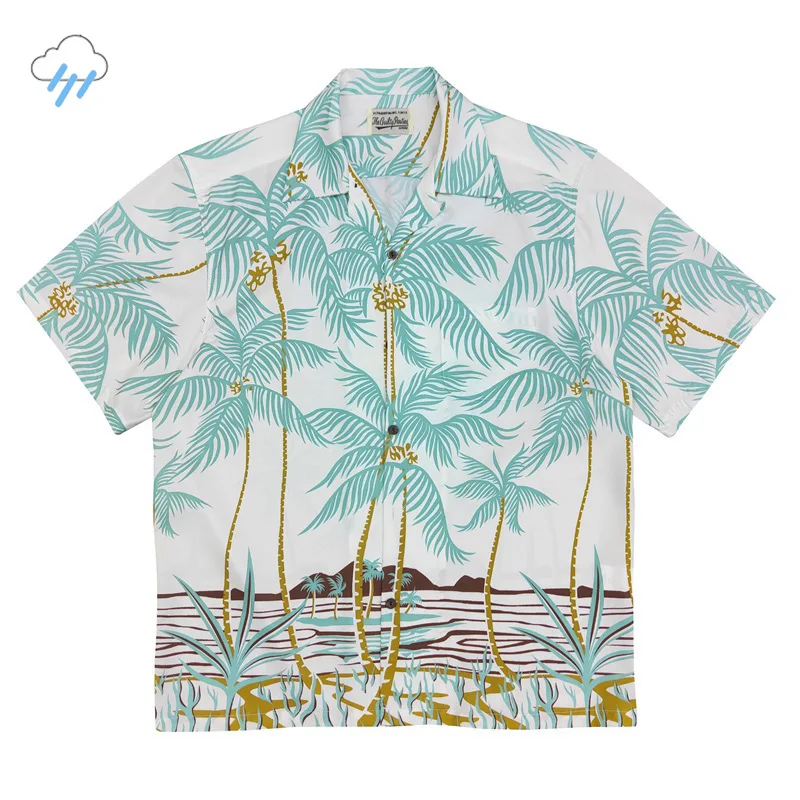 

Coconut Trees Full Printing WACKO MARIA Shirts Men Women Summer Thin Breathable Short Sleeves Shirt Casual Fashion Loose Tops