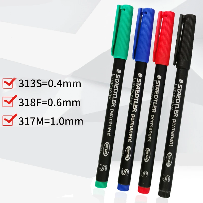 

Staedtler 313/317/318 Lumocolor Permanent Marker S M F Felt Tip Waterproof Writing for CD Graffiti Metal Glass Office Supplies