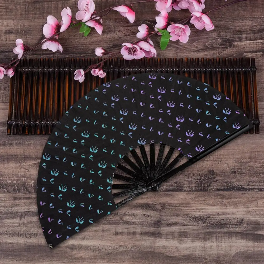Folding Fan Portable Bamboo Frame Reflective Butterfly Performance Hand Fan Jellyfish Pattern Handheld Party Decor