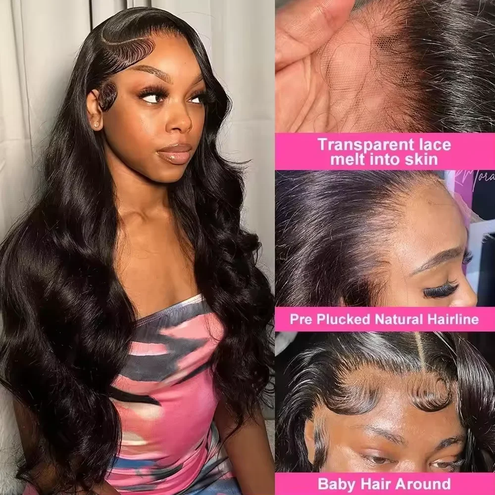 Raw Peruvian Body Wave 250% Density 40 42 inch 13x6 HD Lace Front Human Hair Wigs 13x4 Frontal Wigs Women Glueless Closure Wigs 3