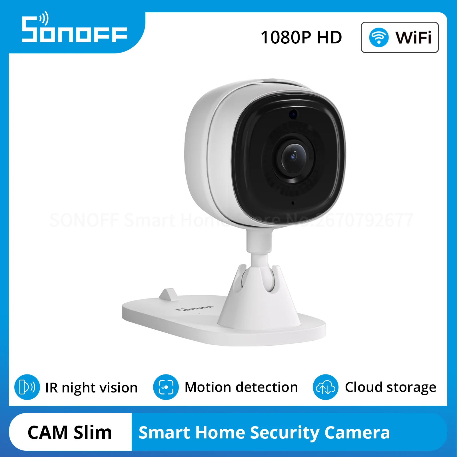 Sonoff-câmera de Segurança Doméstica Inteligente Wifi Visão Noturna Visualização Remota Armazenamento Local e em Nuvem Áudio Bidirecional hd 1080p