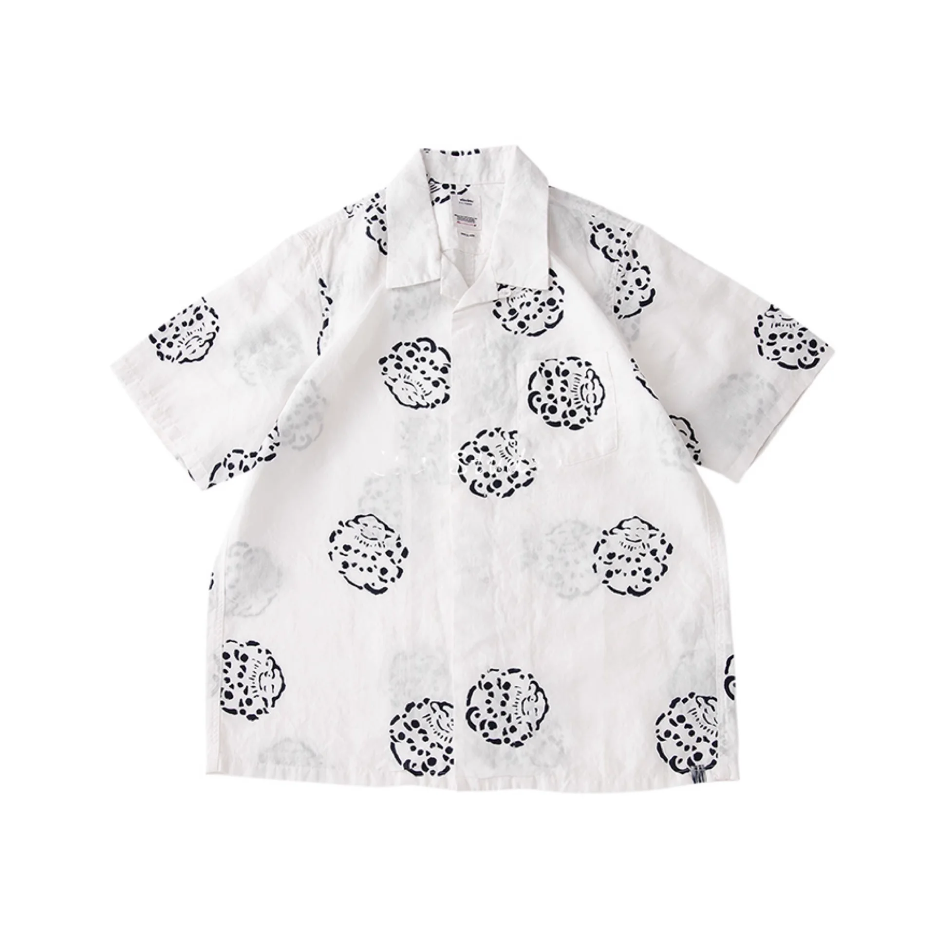 

VISVIM 21ss Nakamura Limited Hawaiian Cloud Casual Japanese Black and White Linen Short-Sleeved Shirt