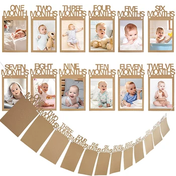 Nuovo Banner Fotografico per Compleanno Neonato 12 Mesi, Cornice Portafoto per Primo Compleanno, Clip per Foto, Decorazione per Feste di Anniversario di Matrimonio