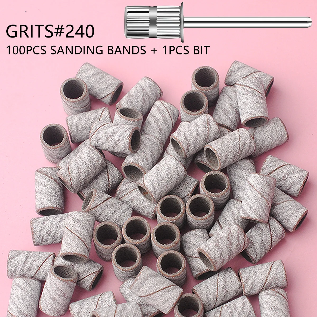 Nail drill bits 100Pcs Sanding Bands With 1Pcs Metal Shaft Set For Remove Nail Polish Gel Dead Skin Calluses Cutter
