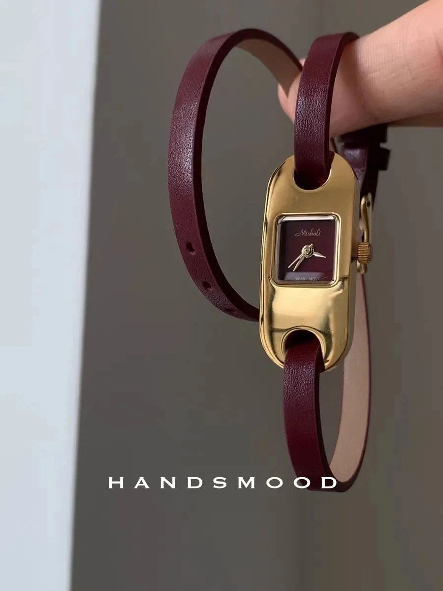 2025 New Women's Watch Long Strap Ankora Red Double Layer Niche Luxury Fashion Leather Watch