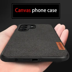 Fabric Canvas Phone Case for Samsung Galaxy S23 S22 Ultra S21 Plus S20 FE A54 5G 360 Full Protective Back Cover