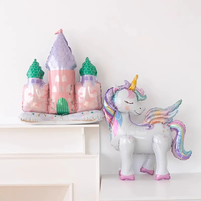 4D Unicorn Foil Balloons for Kids, Elephant, Animal Stand Balloon for Girls, Birthday Party Decoration, Baby Shower Supplies