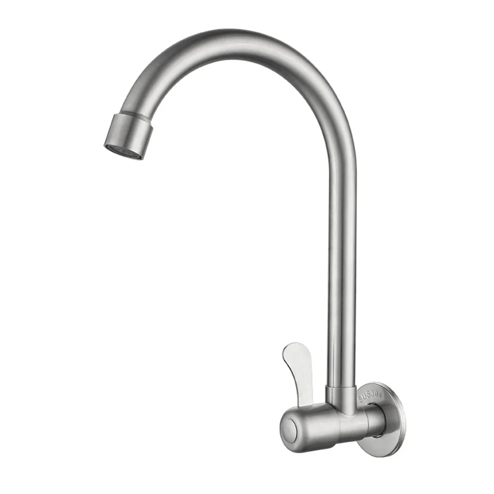 

Stainless Steel Kitchen Faucet Water Purifier Single Lever Hole Tap For Bathroom Single Cold Wall-mounted Sink Balcony Faucet