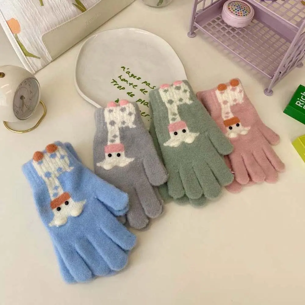 

Cute Girls Gift Thick Knitted Keep Warm Windproof Five Fingers Gloves Cartoon Gloves Women Gloves Winter Mittens