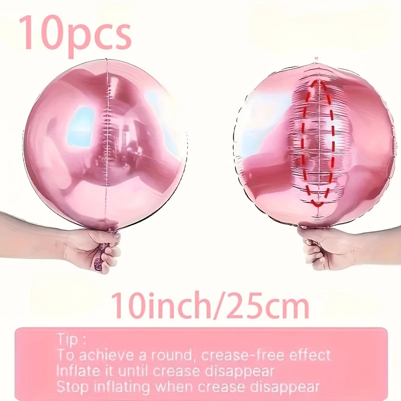10 Stück Rosa Runde Aluminiumfolie Ballonset Rosa Metallic Ballonset Geburtstag Jubiläum Hochzeit Party Dekoration Geschenke – Detail 2