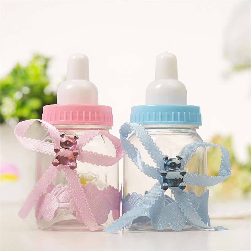 12PCS Mini Feeding Bottles Girl Boy Baby Shower Favor Boxes Package Christening Baptism Party Supplies Chocolate Candy Gift Bags