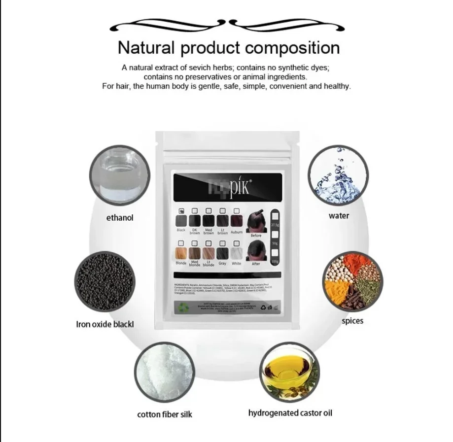 Hair Fibers 100g Keratin Hair Building Fiber Powder Instant Growth Fiber Refill Bag Bald Extension Care Product 9 Color hair building powder hair building fibers