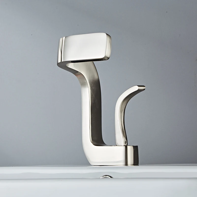 Description Picture 2 of itemBrushed Luxury Washbasin Faucet Bathroom Deck Mounted Waterfall Hot Cold Water Sink Mixer Tap Modern Creative Design Brass Crane