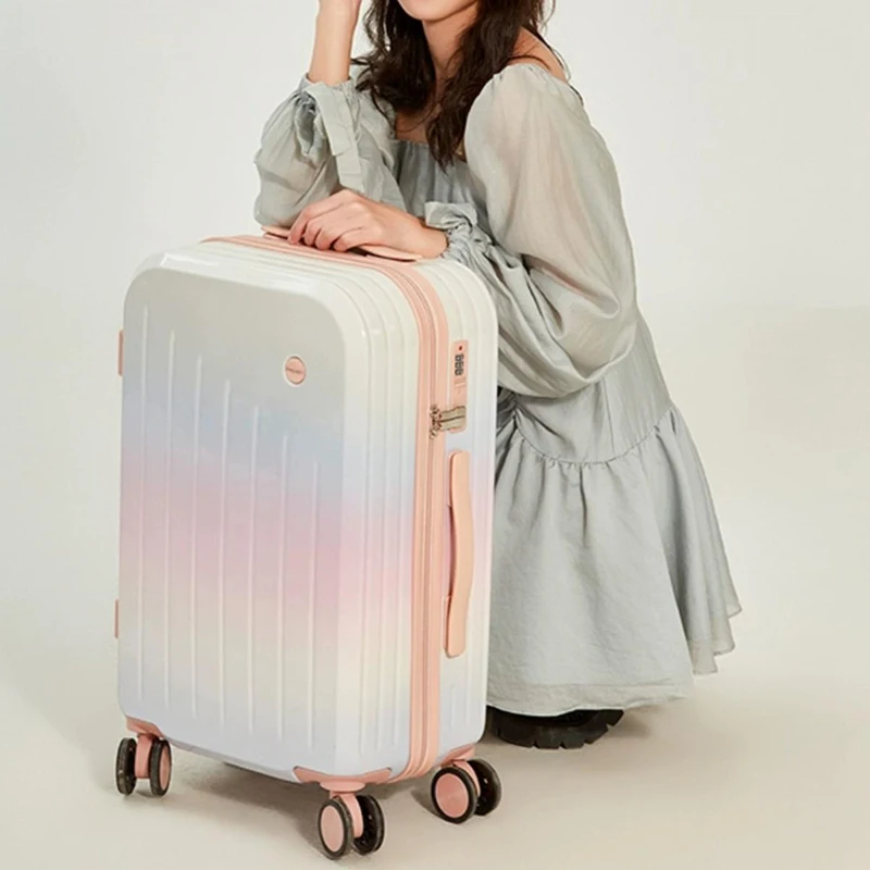 

Luggage large capacity new suitcase gradual change color rechargeable multi-function pull bar box boarding travel password box