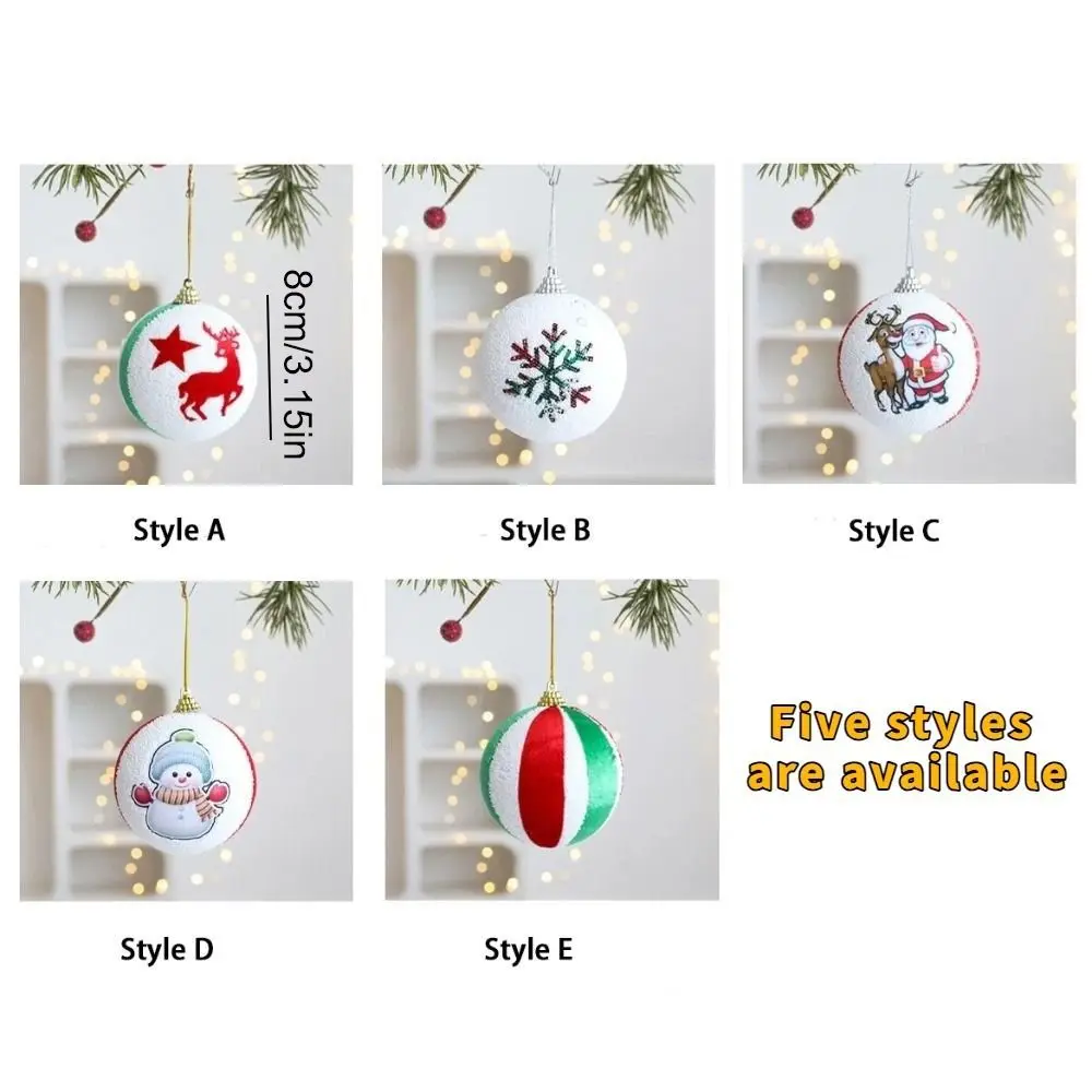 3PCS/SET Flocked Christmas Tree Ornament Cartoon Shimmer Xmas Tree Hangings Snowman/Santa Claus/Elk Colorful