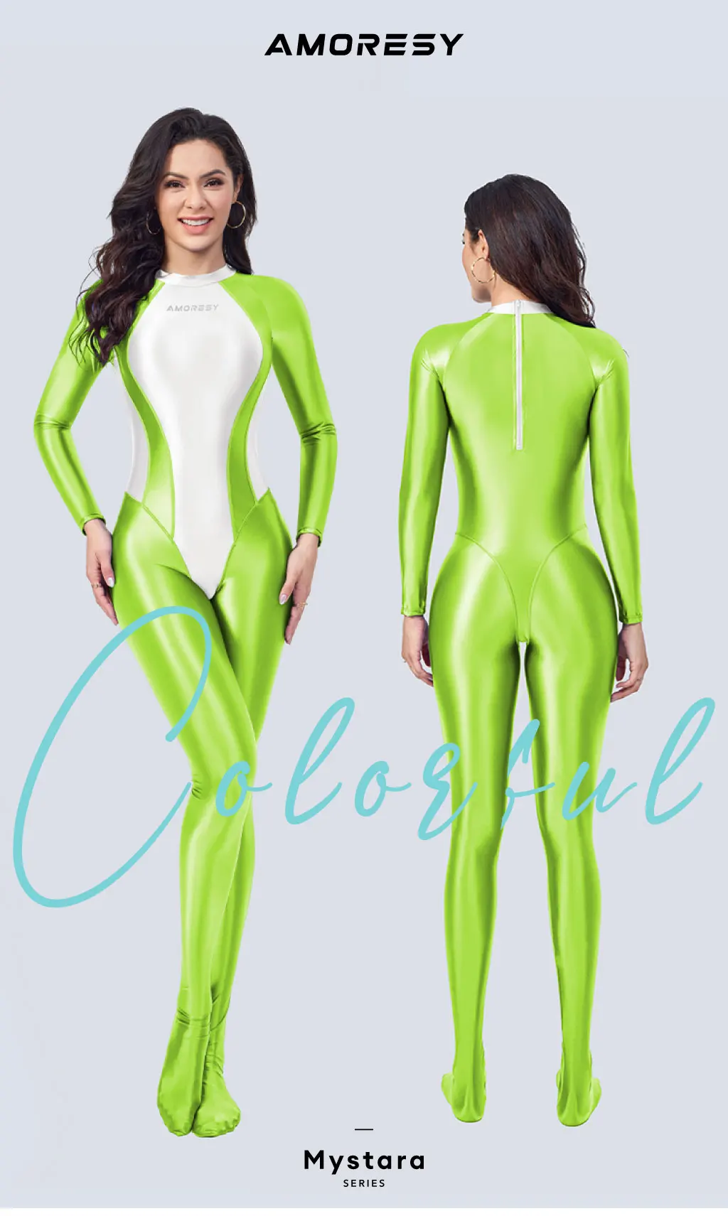 AMORESY Womens Wetlook Catsuit Leotard Jumpsuit Image 1