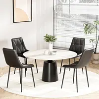 2/4 комплекта обеденных стульев, стул с мягкой обивкой из искусственной кожи, обеденный стул с металлическим каркасом для кухни, гостиной, офиса, спальни — изображение 5