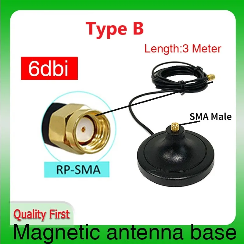 Antenna Extension Cable RG174 Mount RP-SMA Male IOT To Female Antenna 3M Cable Magnetic Base For Router Wireless Network Card Antenna Extension Cable