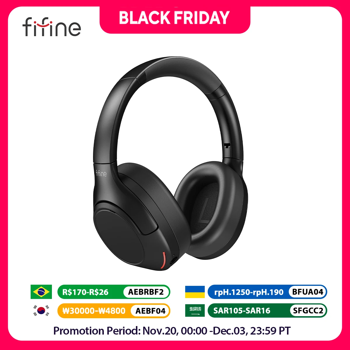 FIFINE Bluetooth wireless headset Noise Canceling Headphones Transparency Mode Deep Bass Clear Calls 80H Playtime-X3
