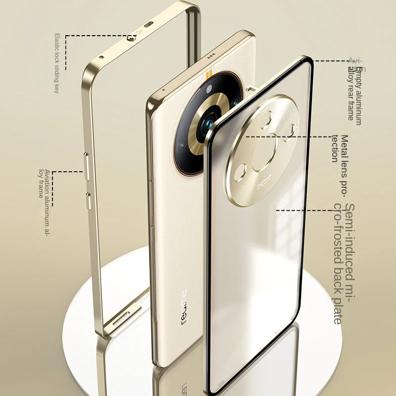 Realme 11 Pro Plus 5G RMX3740 Case Metal Bumper with Clear Matte Hard Cover Phone Case for Realme 11 Pro Realme11Pro 5G RMX3771