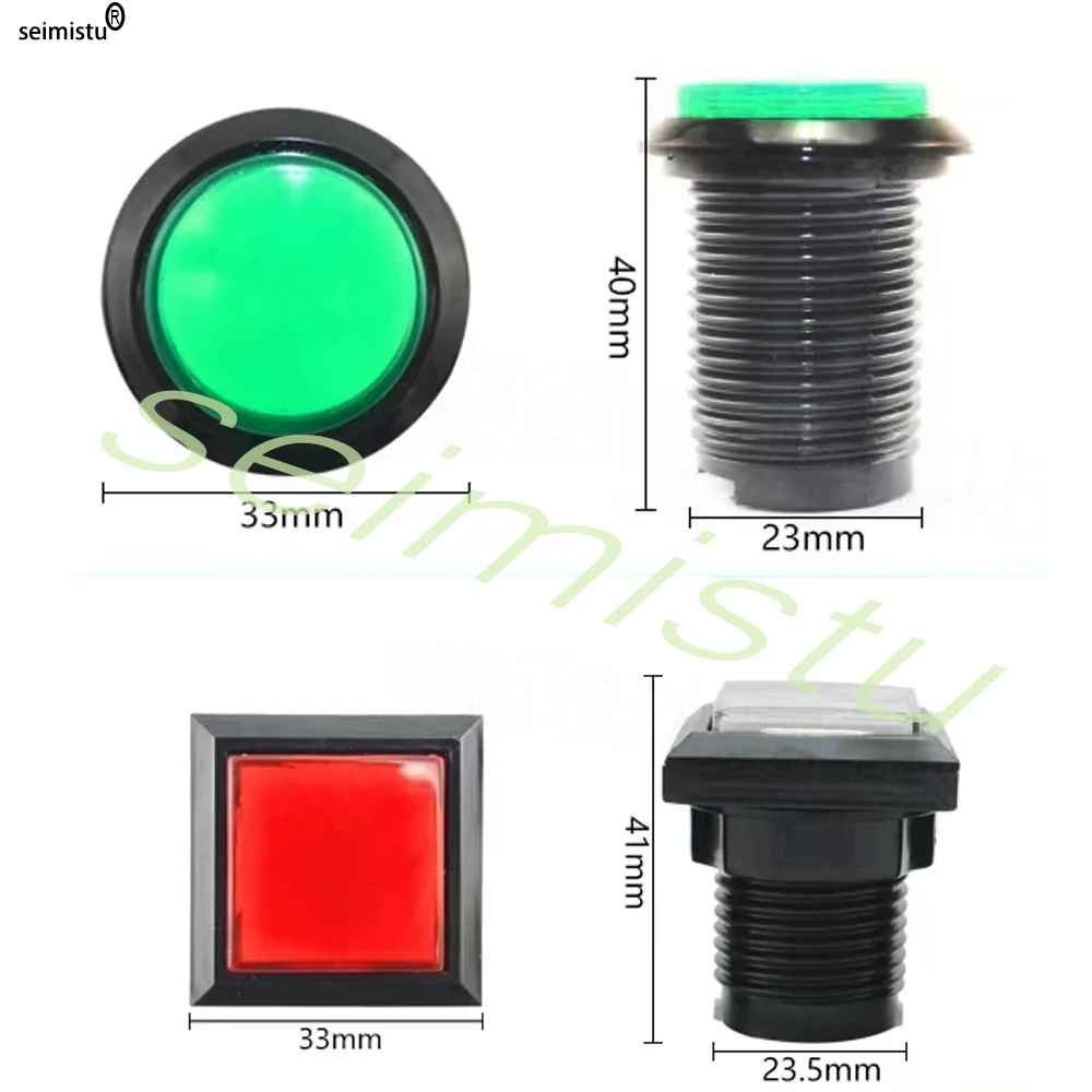 12V LED Arcade Push Buttons | Square Round Triangle Pinball Game Buttons 5