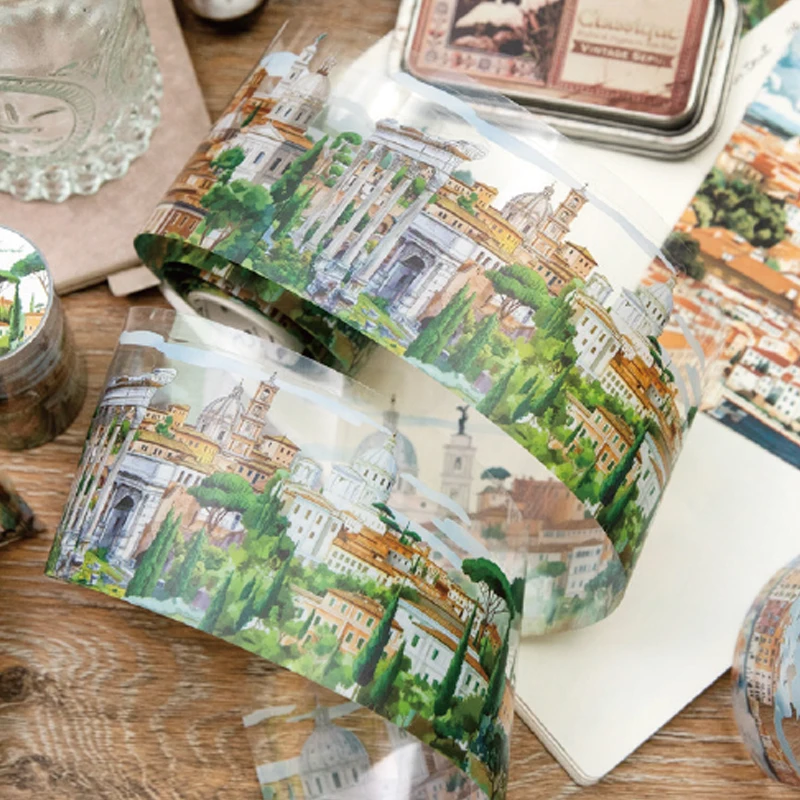 2Rolls/bag Circum-European travel theme washi tape beauty tape creative handbook material tape DIY decoration 4