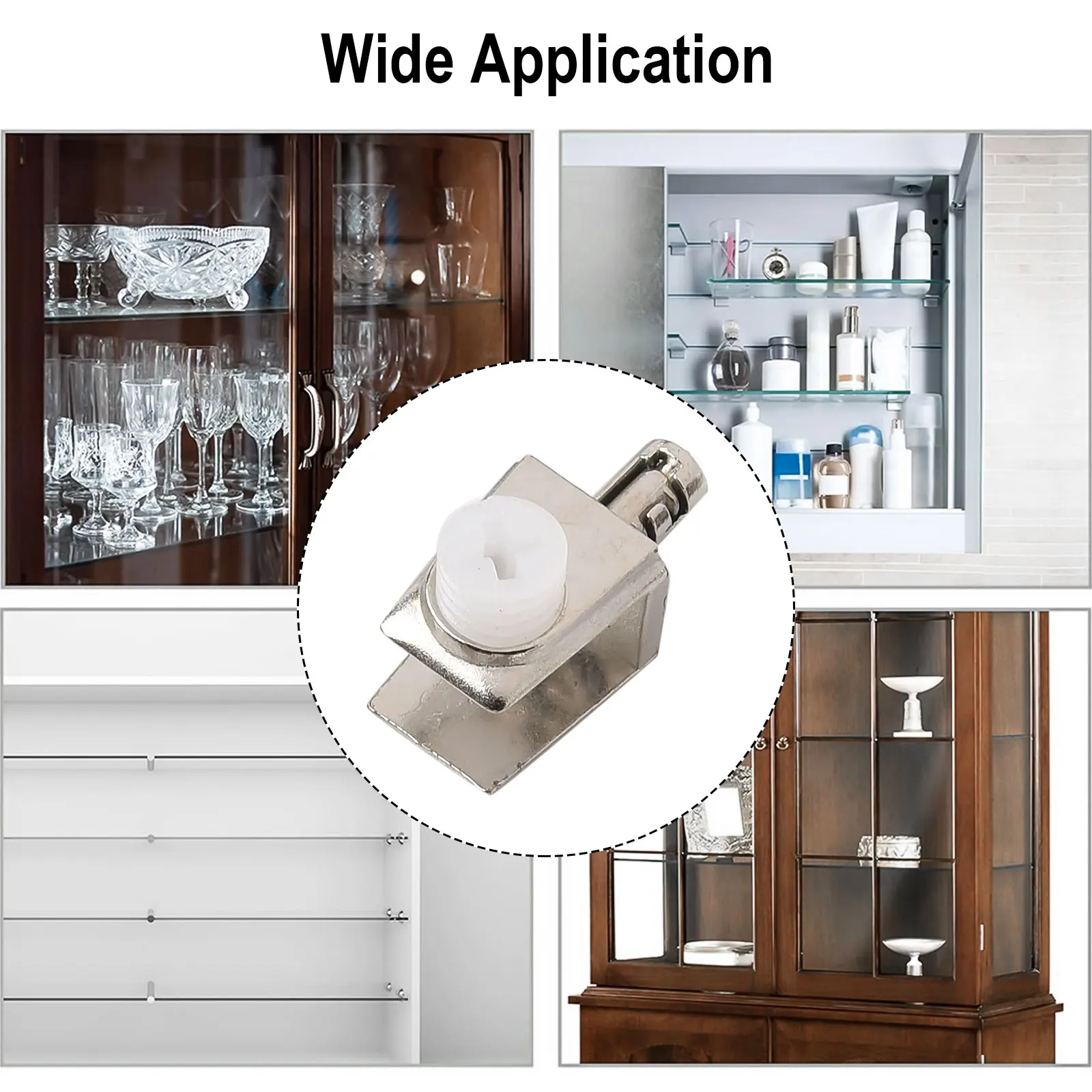 Description Picture 2 of item10pcs Adjustable Glass Clamps Glass Brackets With Pin Wall Mounted Shelf Holders Layer Board Glass Clip Shelf Clamp Hardware