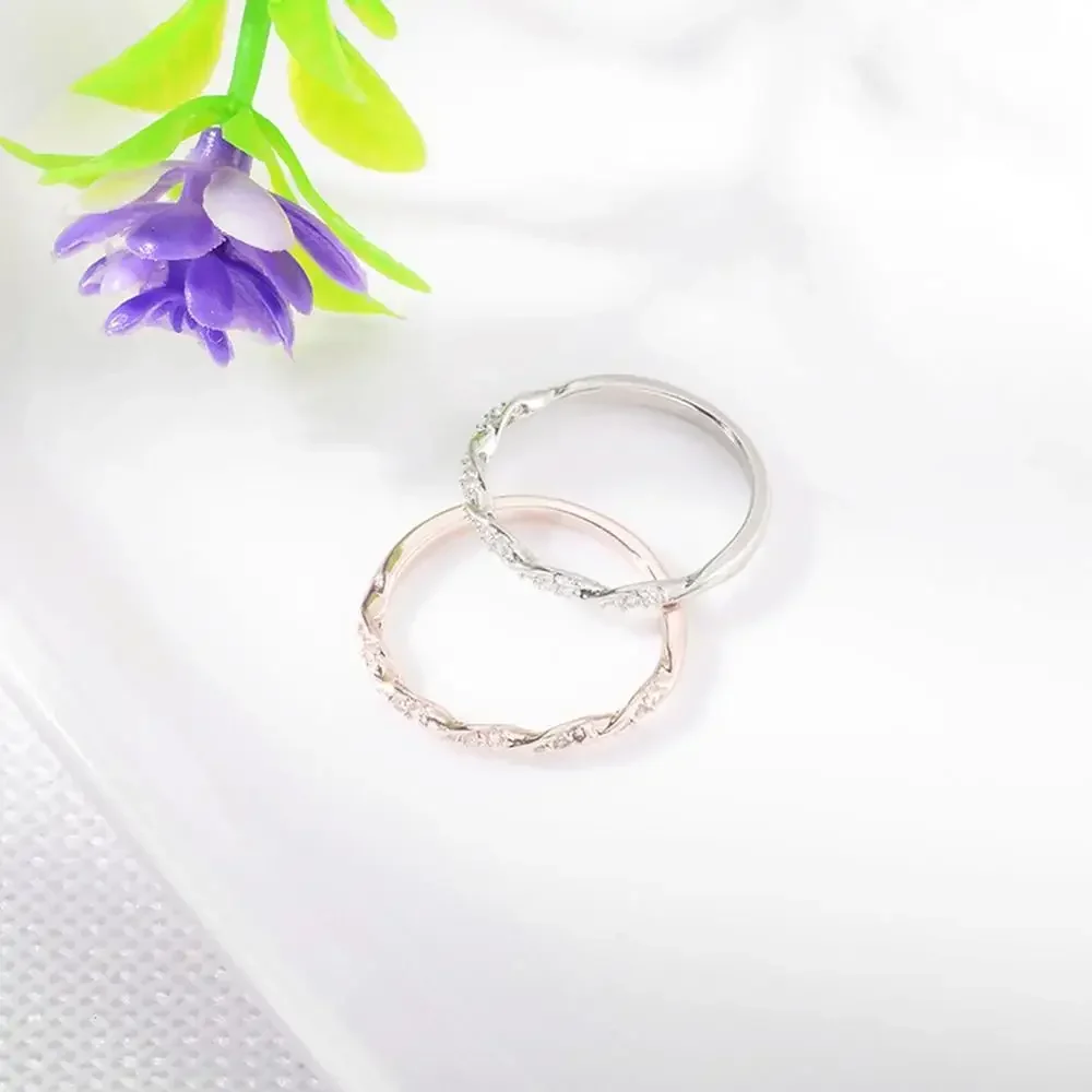 Wedding Rings Womens Ring Jewelry Rings Ring Jewelry Fashion New Trendy shiny Rhinestone Chic Twist Ring Geometric Alloy Gold Rose Color for Women Jewelry Elegant Wedding Rings