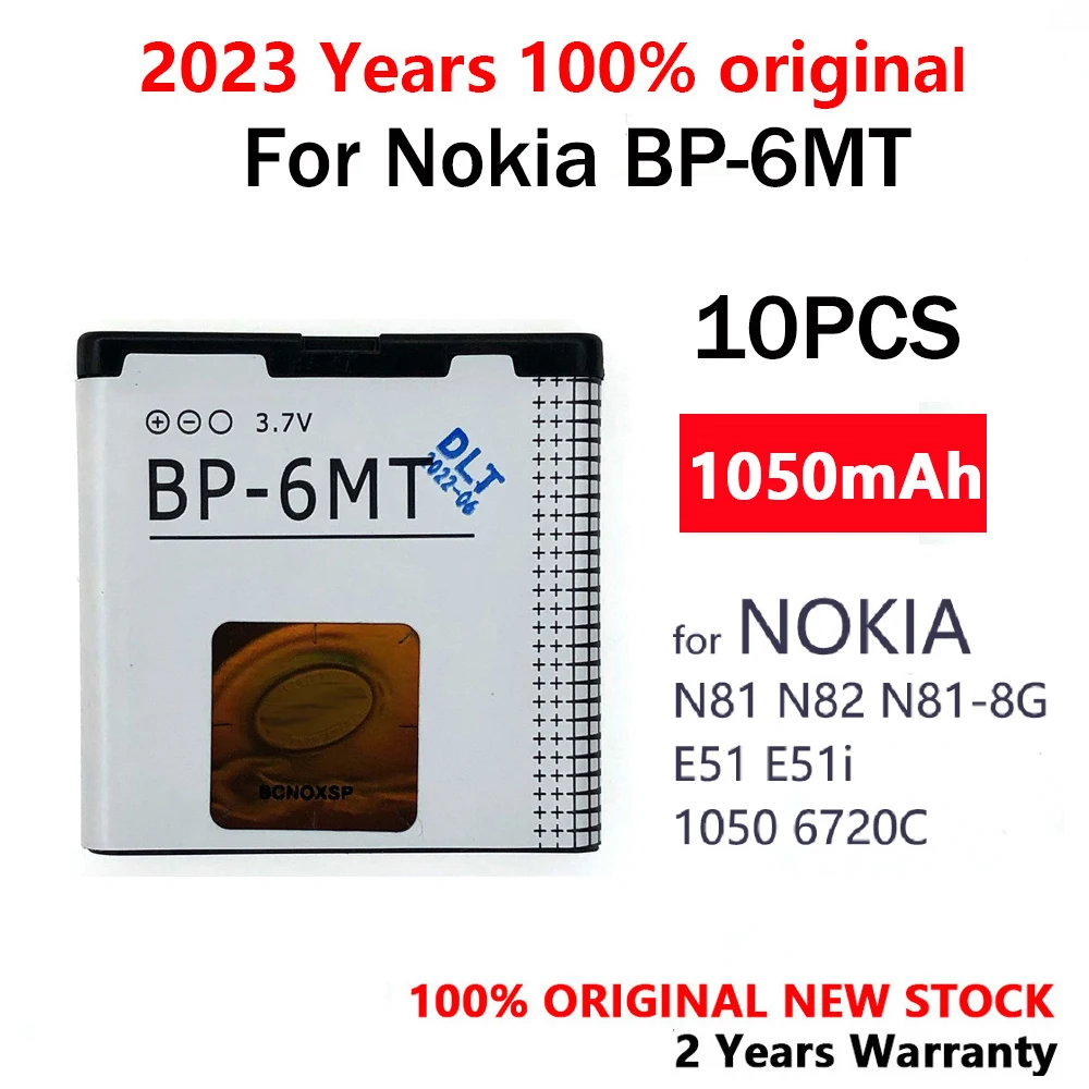 10Pcs 1050Mah Bp-6Mt Bp6Mt Nuova Batteria Per Batterie Nokia N81 N82 N81-8G E51 E51I 6720 6720C Bp 6Mt