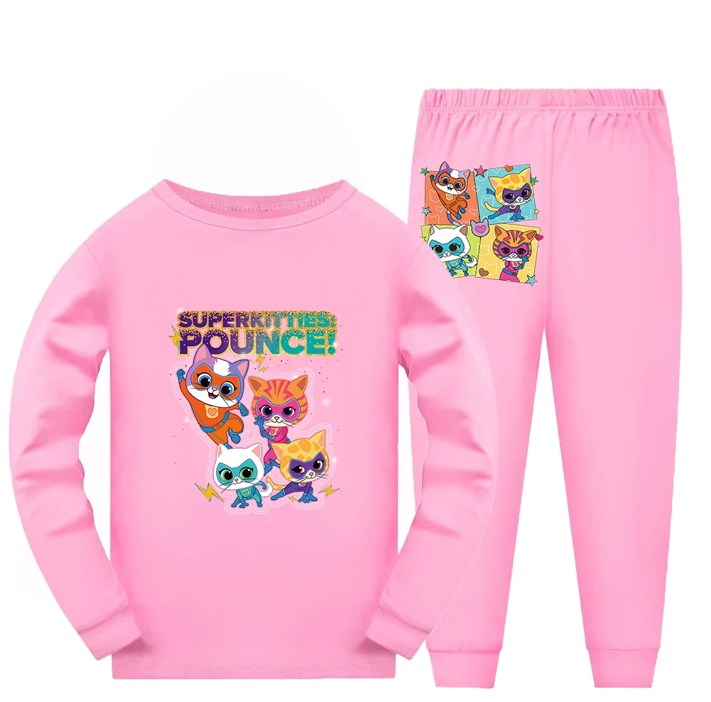 Super Kitties Kinderkleidung Mädchenpyjamas Pyjamas für Mädchen Mädchensets Kindergeburtstag Souvenirs Outdoor-Kleidung Kind