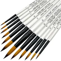 12Pcs Professional Quality Art Watercolor Brushes White Nylon Round Tip Set for Acrylic and Brushes for Face Body Nail Art 1