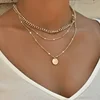 Collier empilable à trois couches en argent Sterling 925 pour femmes, pendentif à bande Simple, étanche, hypoallergénique, chaîne de clavicule, bijoux