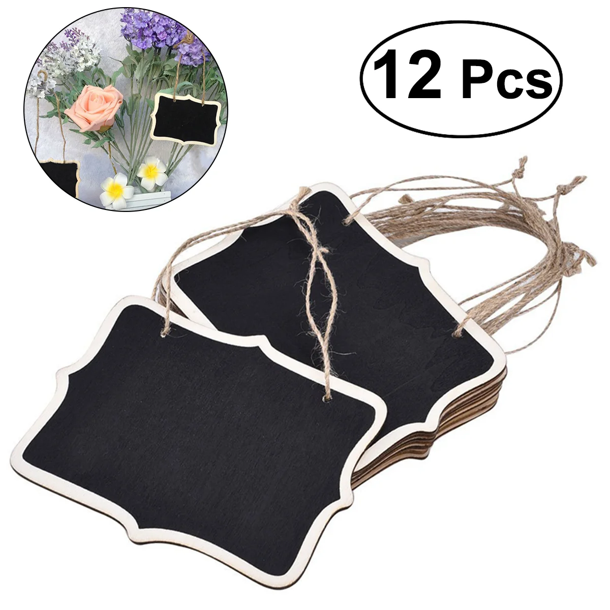 

12 Pcs Wedding Decorations Hanging Chalkboard Wall Mini Blackboard Bamboo Tags Chalkboards