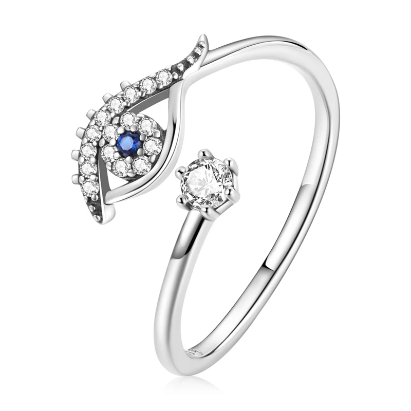 Elegant Adjustable Sterling Silver Zircon Open Ring