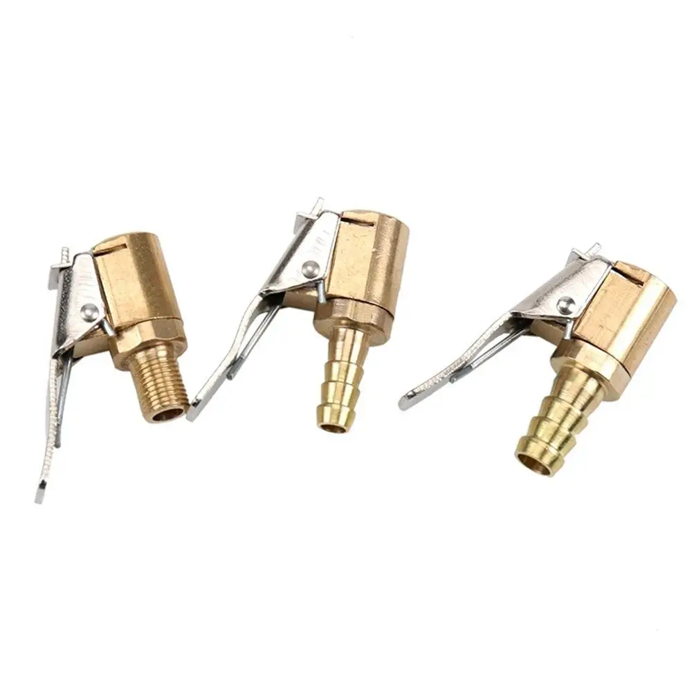 Car Tire Inflator Adapter Car Accessories For Compressor Car Auto Brass 8mm Tyre Wheel Tire Air Chuck Inflator Pump Valve Clip Clamp Connector Adapter
