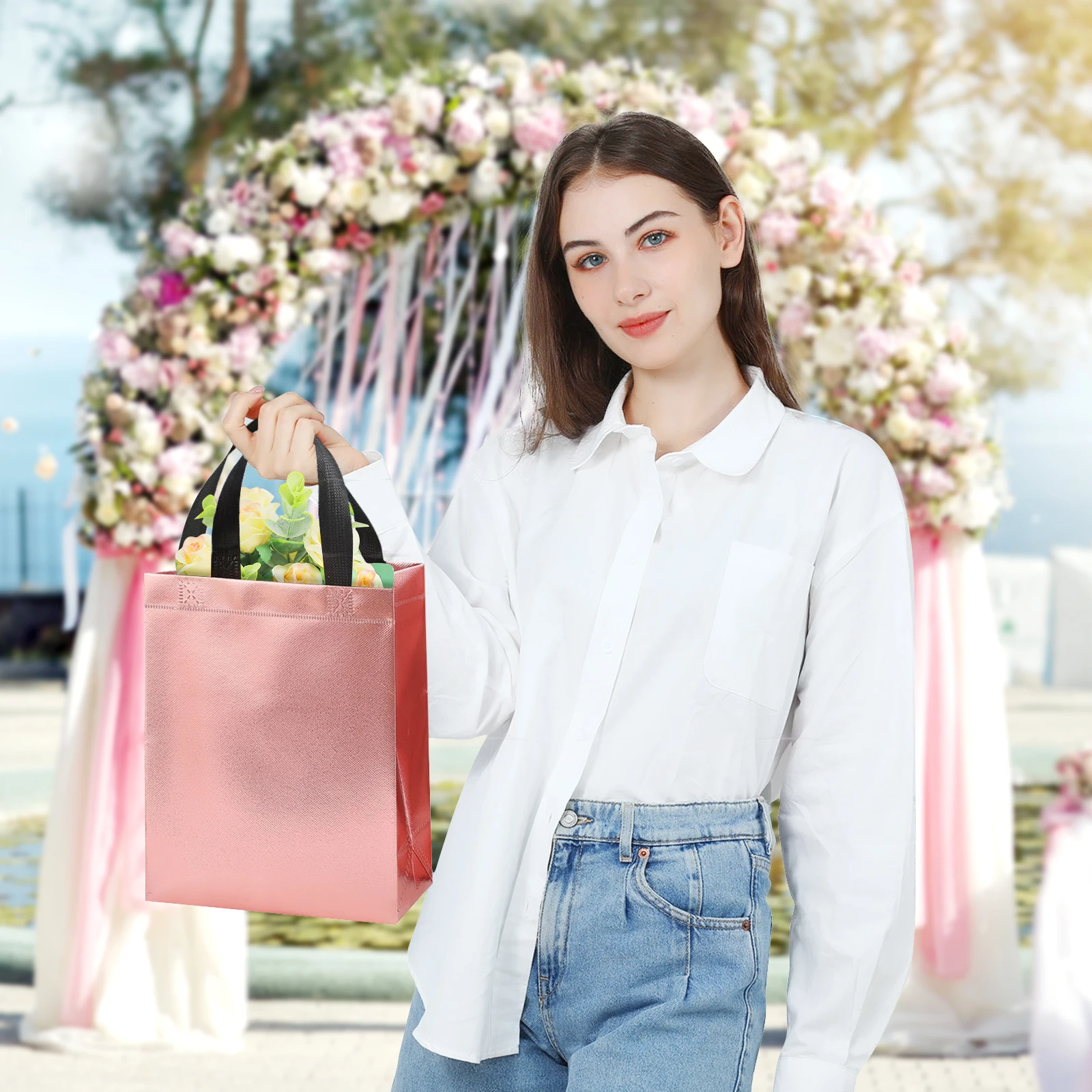 20pcs Aluminized Film Non-Woven Gift Tote Bags – Reusable Leak-Proof Shopping Bags for ... - SKU AFNB1919 - UGI Packaging