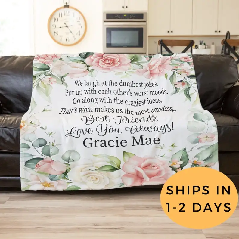 

Blanket Personalized Adult, Throw Blanket Personalized, Boho Floral Blanket, Floral Watercolor Blanket, Lovey Blanket Adult